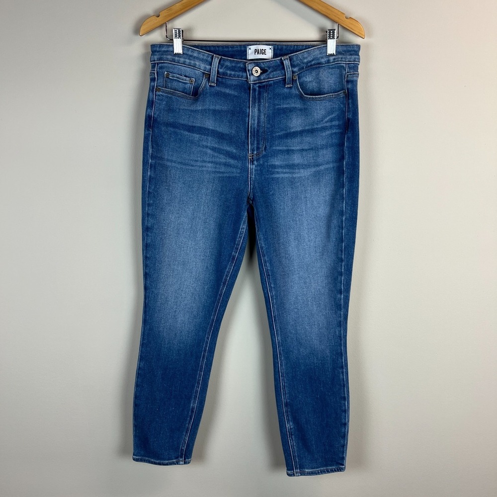 Paige Skinny Jeans Womens 32 Blue Hoxton Crop Ankle Medium Wash Stretch Denim